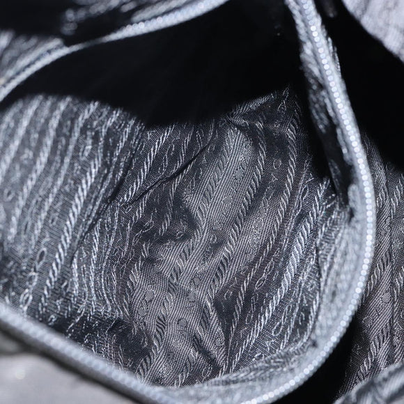 PRADA Shoulder Bag Nylon Leather Black Gold Auth bs30072