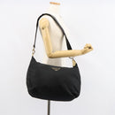 PRADA Shoulder Bag Nylon Leather Black Gold Auth bs30072-22
