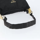 PRADA Shoulder Bag Nylon Leather Black Gold Auth bs30072-7