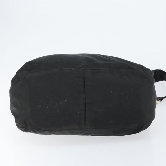 PRADA Shoulder Bag Nylon Leather Black Gold Auth bs30072