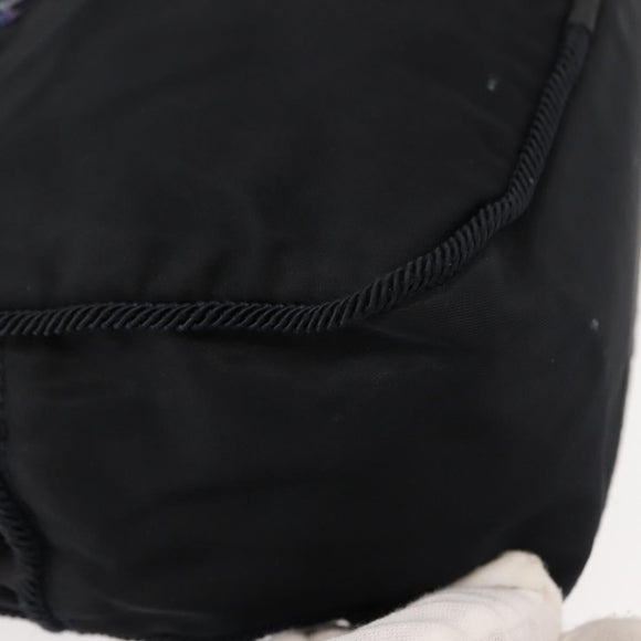 PRADA Beads Tote Bag Nylon Black Silver Auth bs30073