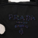 PRADA Beads Tote Bag Nylon Black Silver Auth bs30073-17