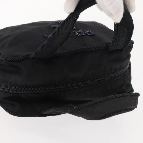 PRADA Beads Tote Bag Nylon Black Silver Auth bs30073
