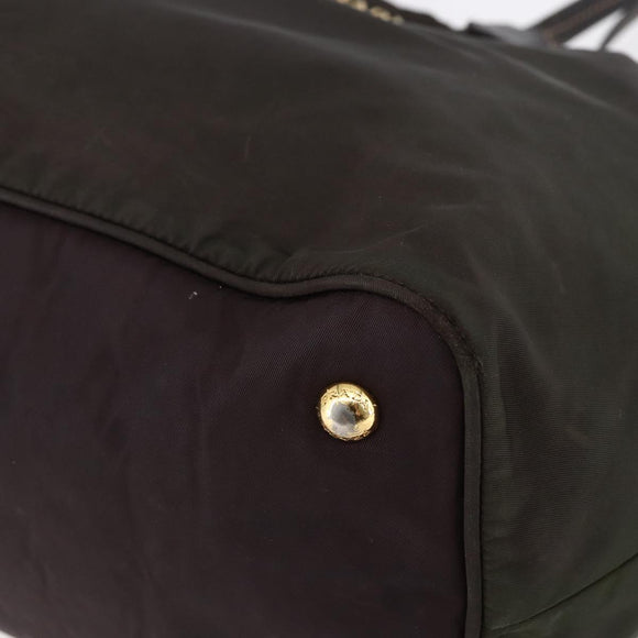 PRADA Tote Bag Nylon Khaki Gold Auth bs30074