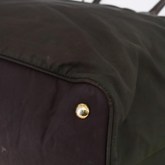 PRADA Tote Bag Nylon Khaki Gold Auth bs30074