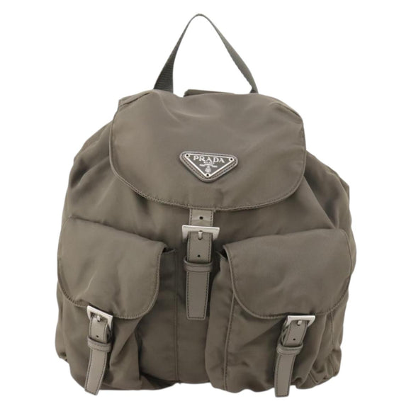 PRADA Backpack Nylon Gray Silver Auth bs30075