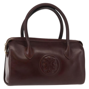 FENDI Hand Bag Leather Brown Gold Auth bs30077