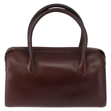 FENDI Hand Bag Leather Brown Gold Auth bs30077 - 0