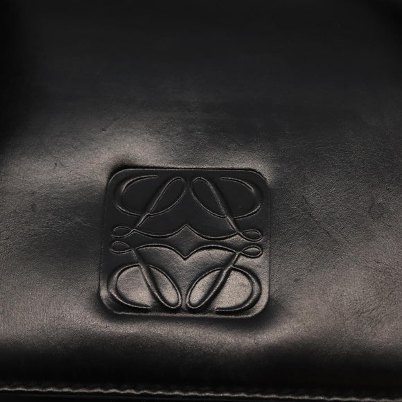 LOEWE Anagram Tote Bag Leather Black Gold Auth bs30079