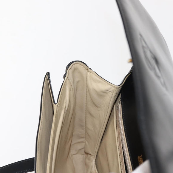 LOEWE Anagram Tote Bag Leather Black Gold Auth bs30079