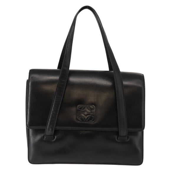 LOEWE Anagram Tote Bag Leather Black Gold Auth bs30079