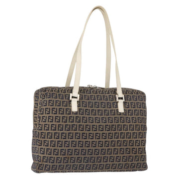 FENDI Zucchino Canvas Tote Bag Navy Gold Auth bs30080