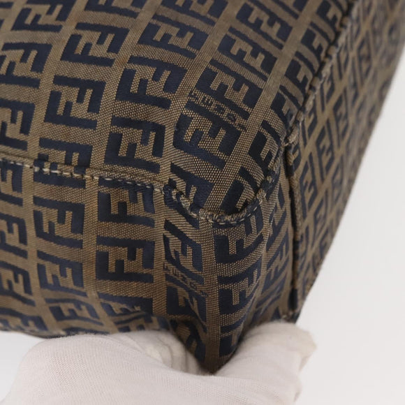 FENDI Zucchino Canvas Tote Bag Navy Gold Auth bs30080