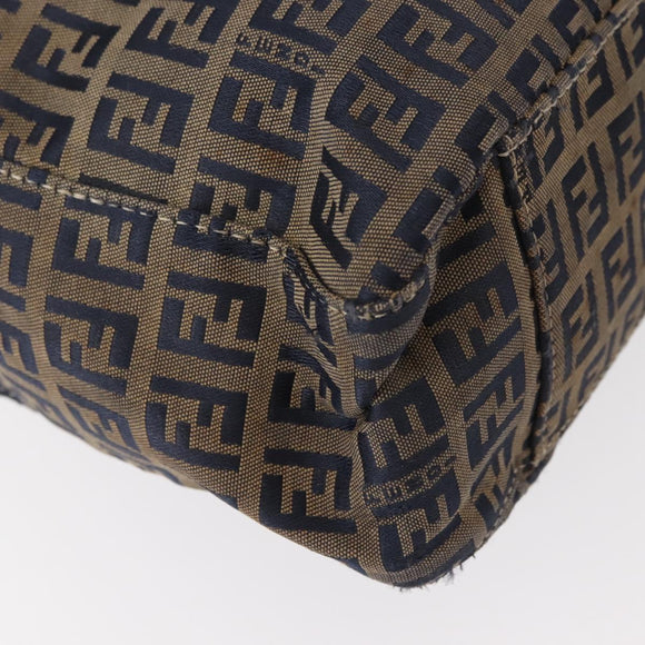 FENDI Zucchino Canvas Tote Bag Navy Gold Auth bs30080