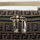 FENDI Zucchino Canvas Tote Bag Navy Gold Auth bs30080-10