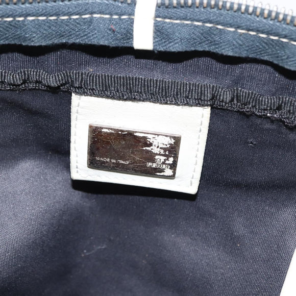 FENDI Zucchino Canvas Tote Bag Navy Gold Auth bs30080