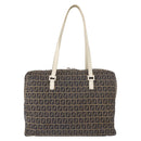 FENDI Zucchino Canvas Tote Bag Navy Gold Auth bs30080-13