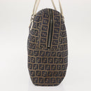 FENDI Zucchino Canvas Tote Bag Navy Gold Auth bs30080-3
