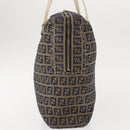 FENDI Zucchino Canvas Tote Bag Navy Gold Auth bs30080-4