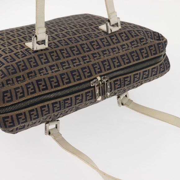 FENDI Zucchino Canvas Tote Bag Navy Gold Auth bs30080