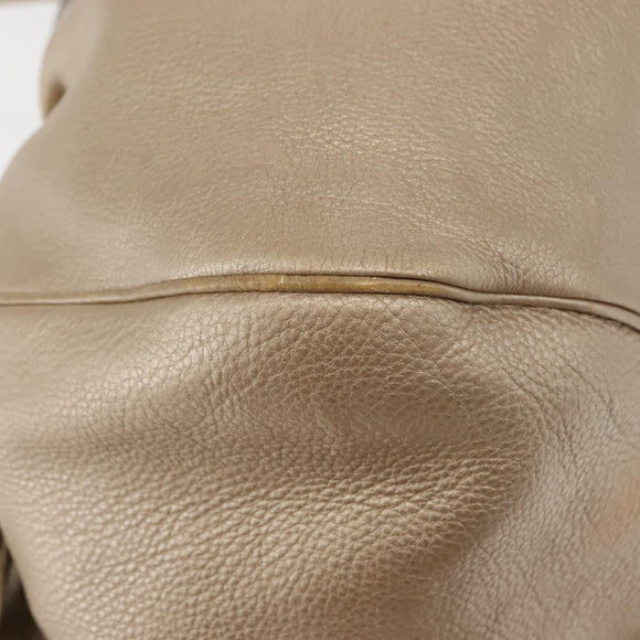 Salvatore Ferragamo Gancini Marissa Tote Bag Leather Beige Silver Auth bs30081