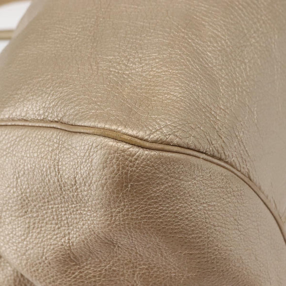 Salvatore Ferragamo Gancini Marissa Tote Bag Leather Beige Silver Auth bs30081