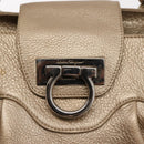 Salvatore Ferragamo Gancini Marissa Tote Bag Leather Beige Silver Auth bs30081-18