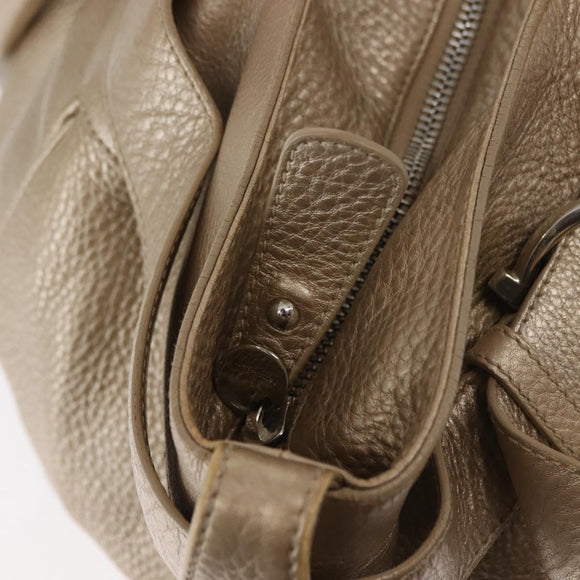 Salvatore Ferragamo Gancini Marissa Tote Bag Leather Beige Silver Auth bs30081