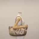 Salvatore Ferragamo Gancini Marissa Tote Bag Leather Beige Silver Auth bs30081-25