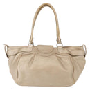 Salvatore Ferragamo Gancini Marissa Tote Bag Leather Beige Silver Auth bs30081-2