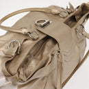 Salvatore Ferragamo Gancini Marissa Tote Bag Leather Beige Silver Auth bs30081-7