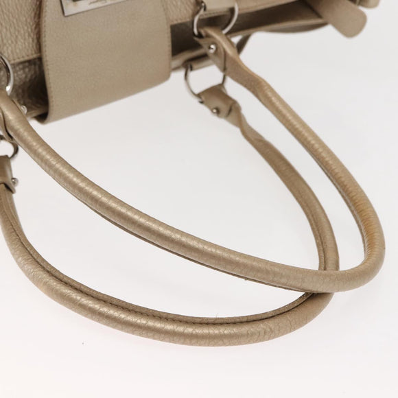 Salvatore Ferragamo Gancini Marissa Tote Bag Leather Beige Silver Auth bs30081