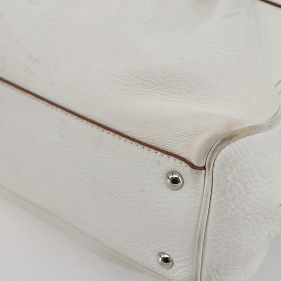 Salvatore Ferragamo Gancini Marissa Tote Bag Leather White Silver Auth bs30082