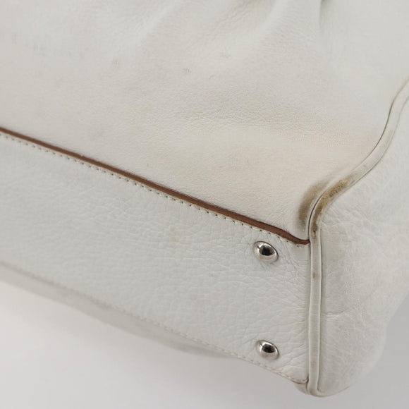 Salvatore Ferragamo Gancini Marissa Tote Bag Leather White Silver Auth bs30082