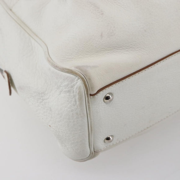 Salvatore Ferragamo Gancini Marissa Tote Bag Leather White Silver Auth bs30082