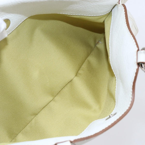 Salvatore Ferragamo Gancini Marissa Tote Bag Leather White Silver Auth bs30082