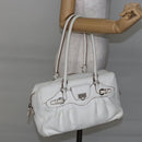 Salvatore Ferragamo Gancini Marissa Tote Bag Leather White Silver Auth bs30082-23
