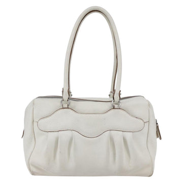 Salvatore Ferragamo Gancini Marissa Tote Bag Leather White Silver Auth bs30082 - 0