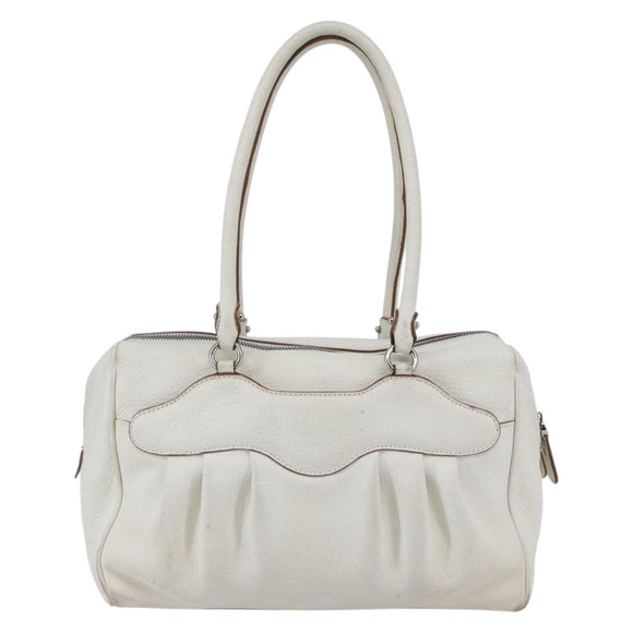 Salvatore Ferragamo Gancini Marissa Tote Bag Leather White Silver Auth bs30082