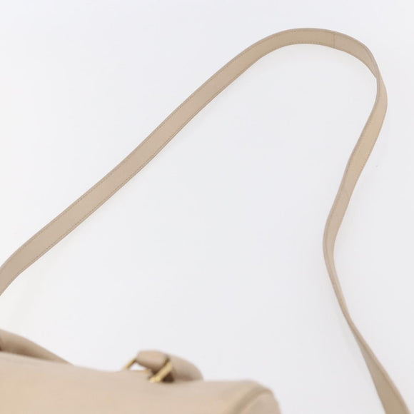 SAINT LAURENT Mini Boston Bag Leather 2way Beige Gold Auth bs30083