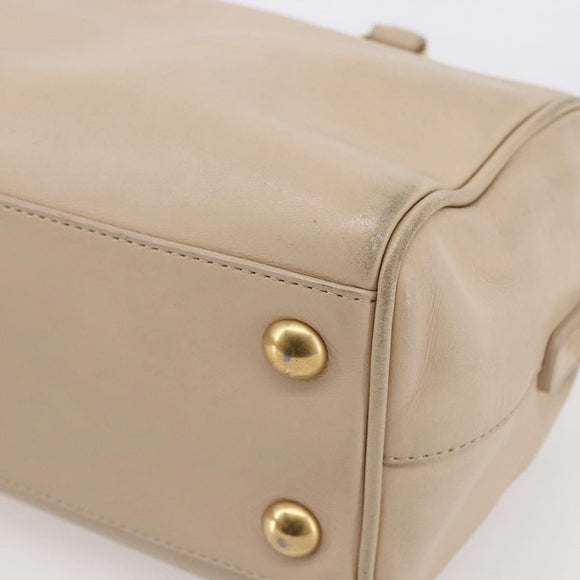 SAINT LAURENT Mini Boston Bag Leather 2way Beige Gold Auth bs30083
