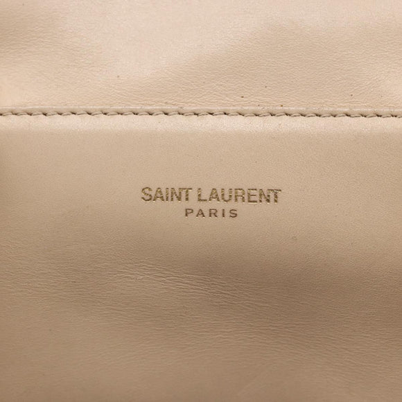 SAINT LAURENT Mini Boston Bag Leather 2way Beige Gold Auth bs30083