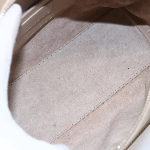 SAINT LAURENT Mini Boston Bag Leather 2way Beige Gold Auth bs30083