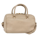 SAINT LAURENT Mini Boston Bag Leather 2way Beige Gold Auth bs30083-1