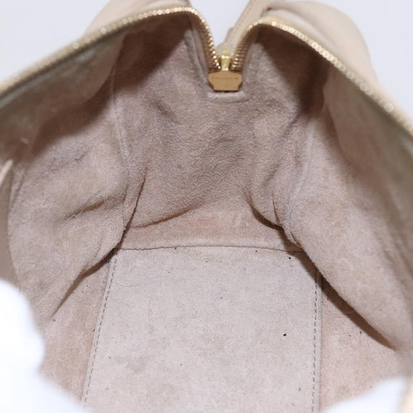 SAINT LAURENT Mini Boston Bag Leather 2way Beige Gold Auth bs30083