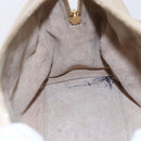 SAINT LAURENT Mini Boston Bag Leather 2way Beige Gold Auth bs30083-23