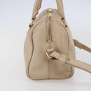 SAINT LAURENT Mini Boston Bag Leather 2way Beige Gold Auth bs30083-3
