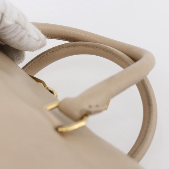 SAINT LAURENT Mini Boston Bag Leather 2way Beige Gold Auth bs30083