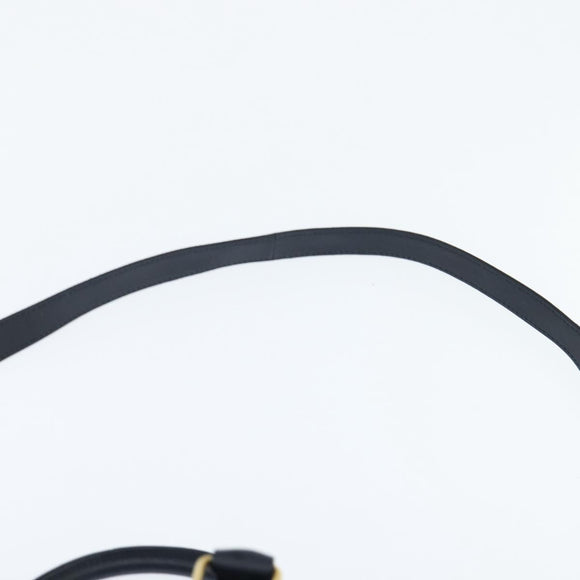 SAINT LAURENT Mini Boston Bag Leather 2way Navy Gold Auth bs30084