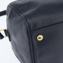 SAINT LAURENT Mini Boston Bag Leather 2way Navy Gold Auth bs30084-9